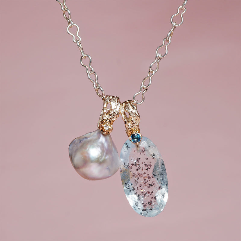 【-10/19限定】Curva ｙ Ruri JEWELRY/ [merletto]  aquamarine sunstone / London blue topaz