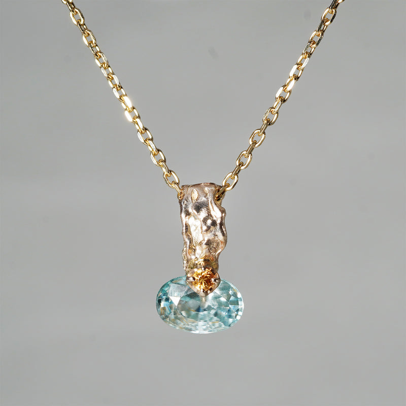 【-10/19限定】Curva ｙ Ruri JEWELRY/ [merletto]  Blue zircon / Orange sapphire