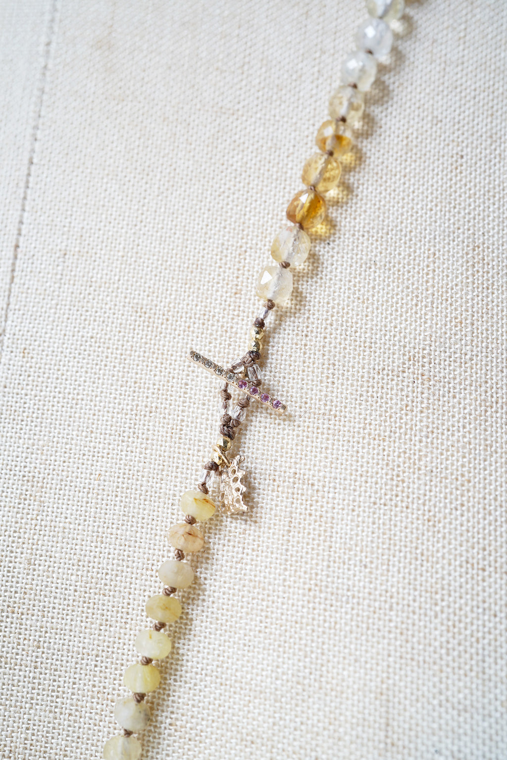 【-10/19限定】Curva ｙ Ruri JEWELRY/ [flores] Bicolour citrine, Rutilated quartz  / Brown dia, Pink sapphire