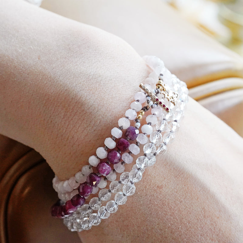 【-10/19限定】Curva ｙ Ruri JEWELRY/ [flores]  Morganite, White topaz, Pink tourmarine,  / Brown dia, Ruby