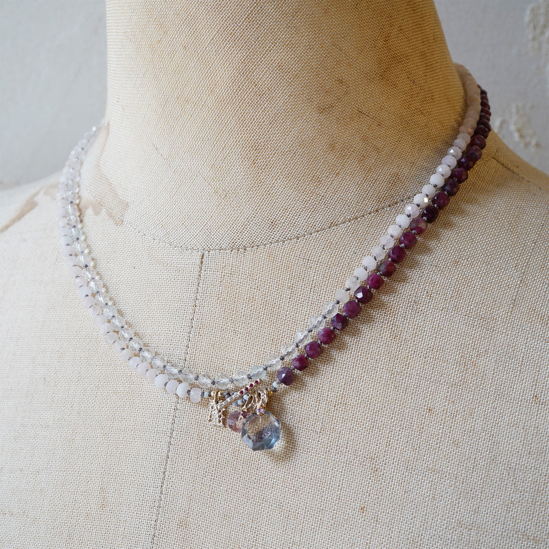 【-10/19限定】Curva ｙ Ruri JEWELRY/ [flores]  Morganite, White topaz, Pink tourmarine,  / Brown dia, Ruby