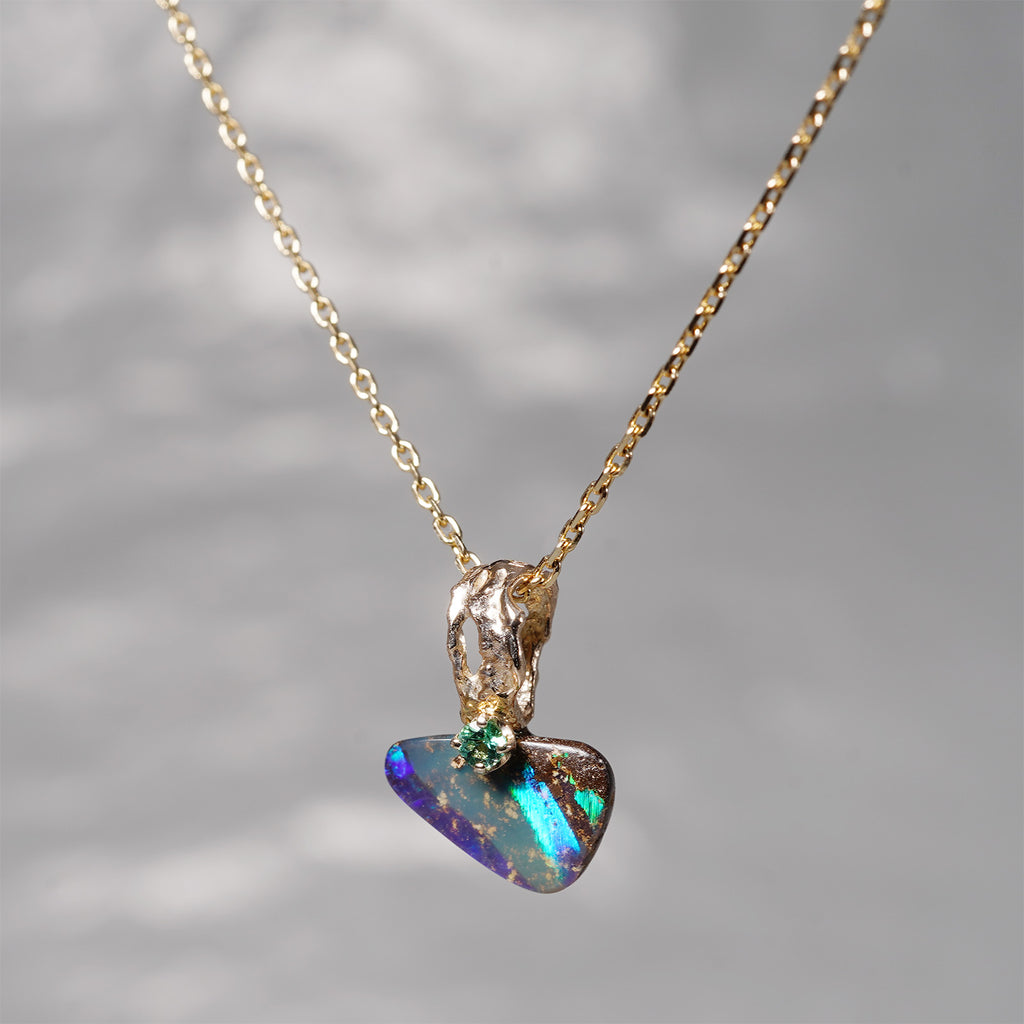 【-10/19限定】Curva ｙ Ruri JEWELRY/ [merletto]  Boulder opal / Emerald