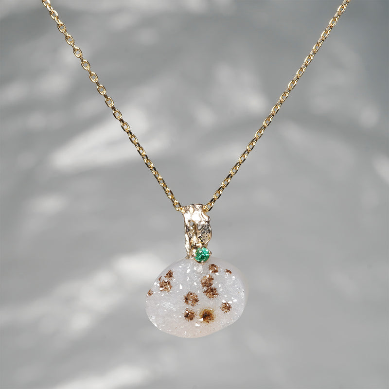 【-10/19限定】Curva ｙ Ruri JEWELRY/ [merletto]  Druzy agate / Emerald