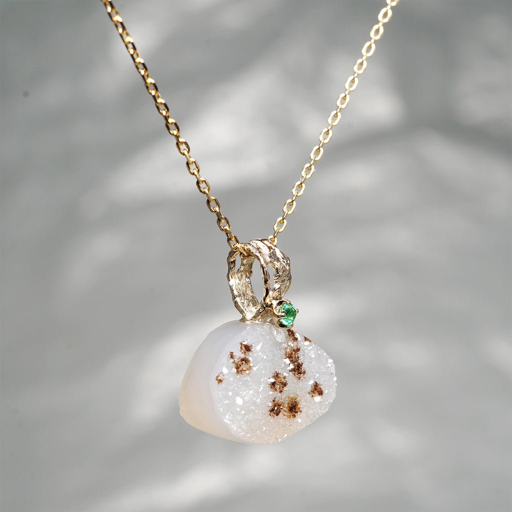 【-10/19限定】Curva ｙ Ruri JEWELRY/ [merletto]  Druzy agate / Emerald