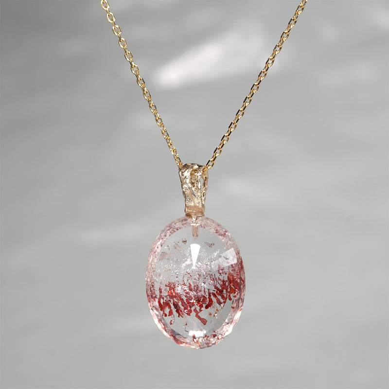 【-10/19限定】Curva ｙ Ruri JEWELRY/ [merletto]  Strawberry quartz / Emerald