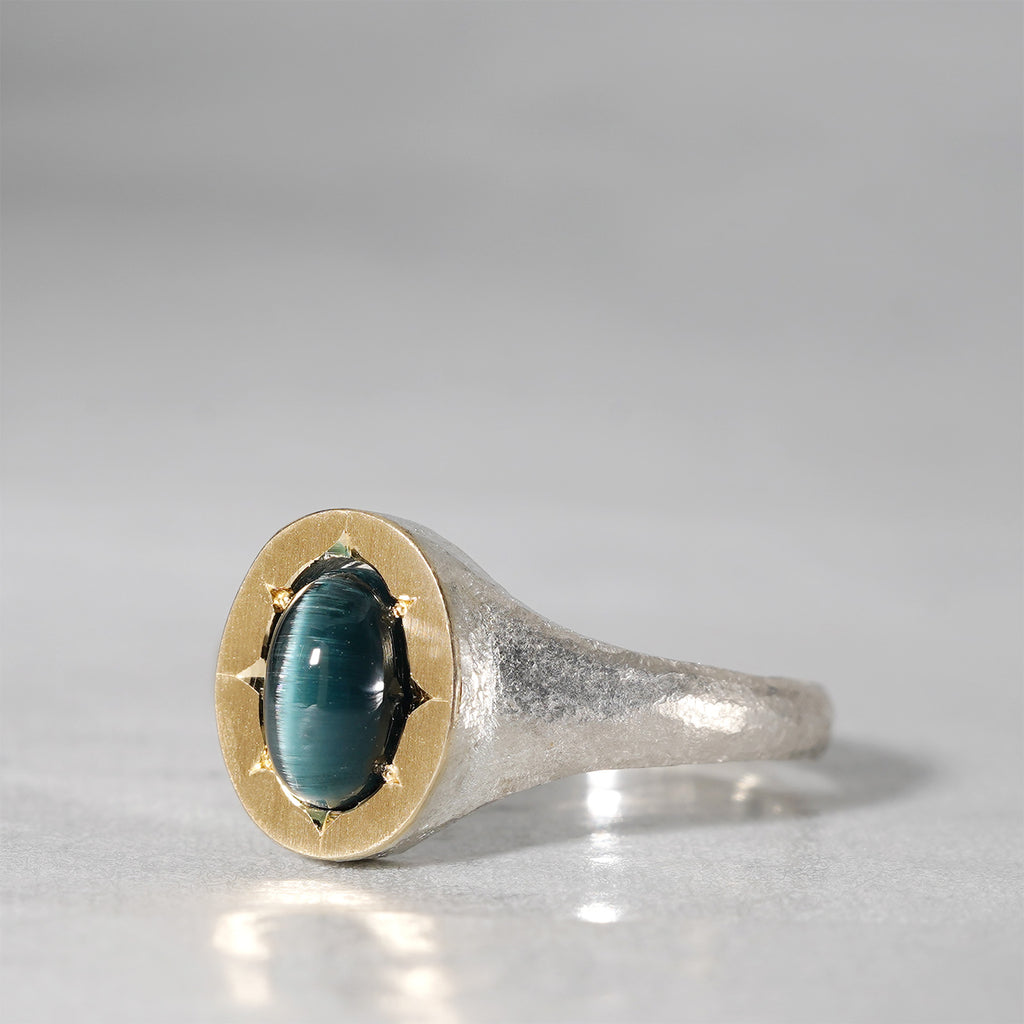 [Fuligoshed Sakae 15th Anniversary Item] GICLAT / K18YG/silver x Tourmaline Cat's Eye 1.19ct GLR875