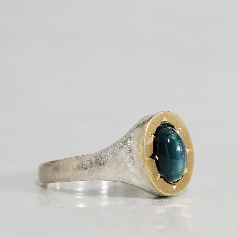 [Fuligoshed Sakae 15th Anniversary Item] GICLAT / K18YG/silver x Tourmaline Cat's Eye 1.19ct GLR875