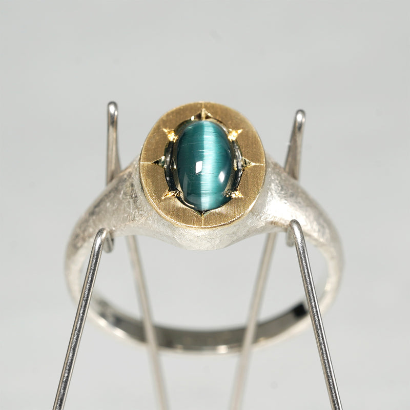 [Fuligoshed Sakae 15th Anniversary Item] GICLAT / K18YG/silver x Tourmaline Cat's Eye 1.19ct GLR875