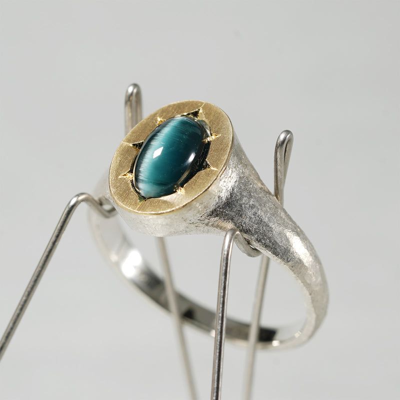 [Fuligoshed Sakae 15th Anniversary Item] GICLAT / K18YG/silver x Tourmaline Cat's Eye 1.19ct GLR875