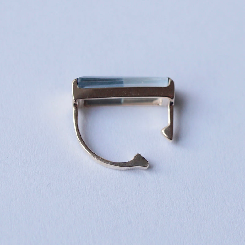 [Limited time only] Hatsuyume / earcuff K10YG 2stone Swiss blue topaz x London blue topaz (c-0y-st2-btbt)