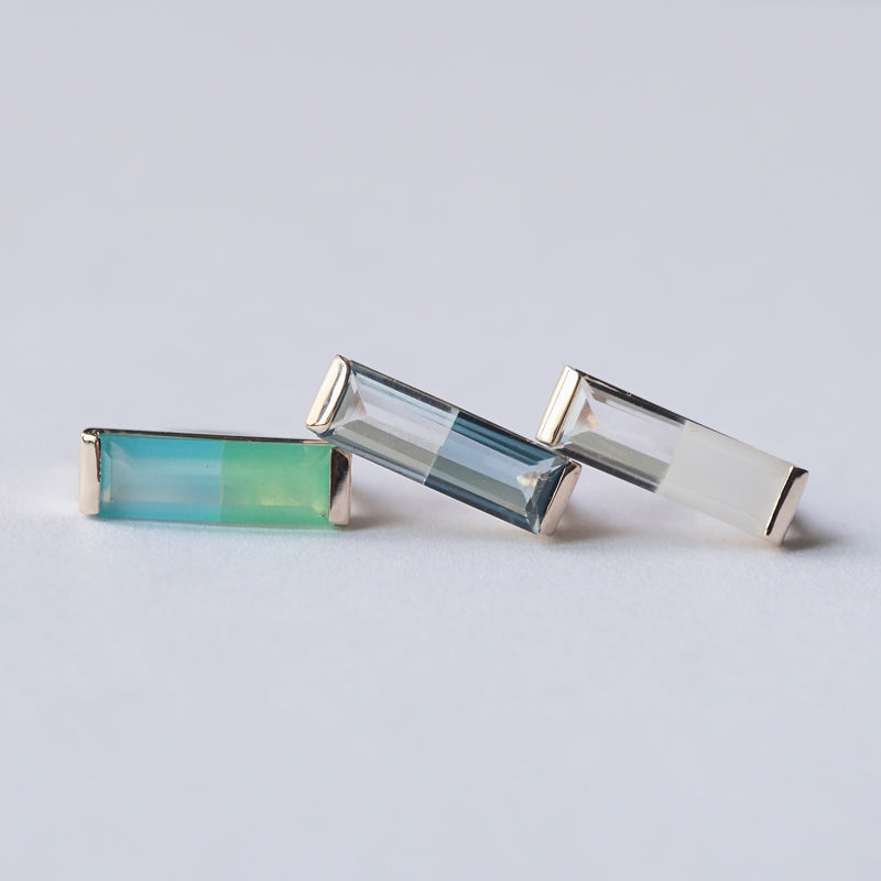 [Limited time only] Hatsuyume / earcuff K10YG 2stone Swiss blue topaz x London blue topaz (c-0y-st2-btbt)