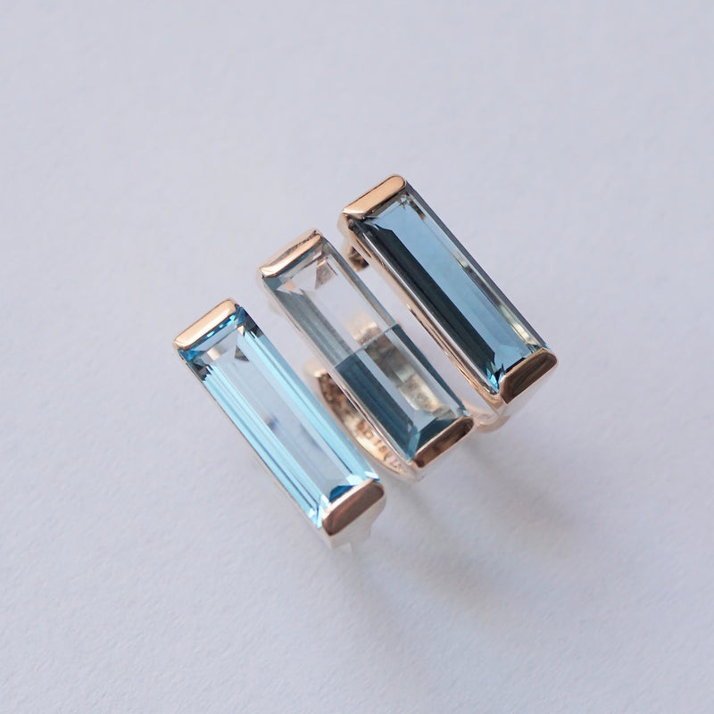 [Limited time only] Hatsuyume / earcuff K10YG 2stone Swiss blue topaz x London blue topaz (c-0y-st2-btbt)