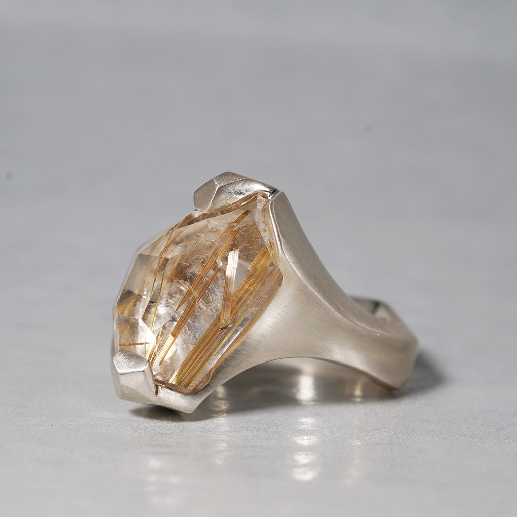 SUI by PROOF OF GUILD / One of a kind Ring Rough stream Rutile Quartz 2