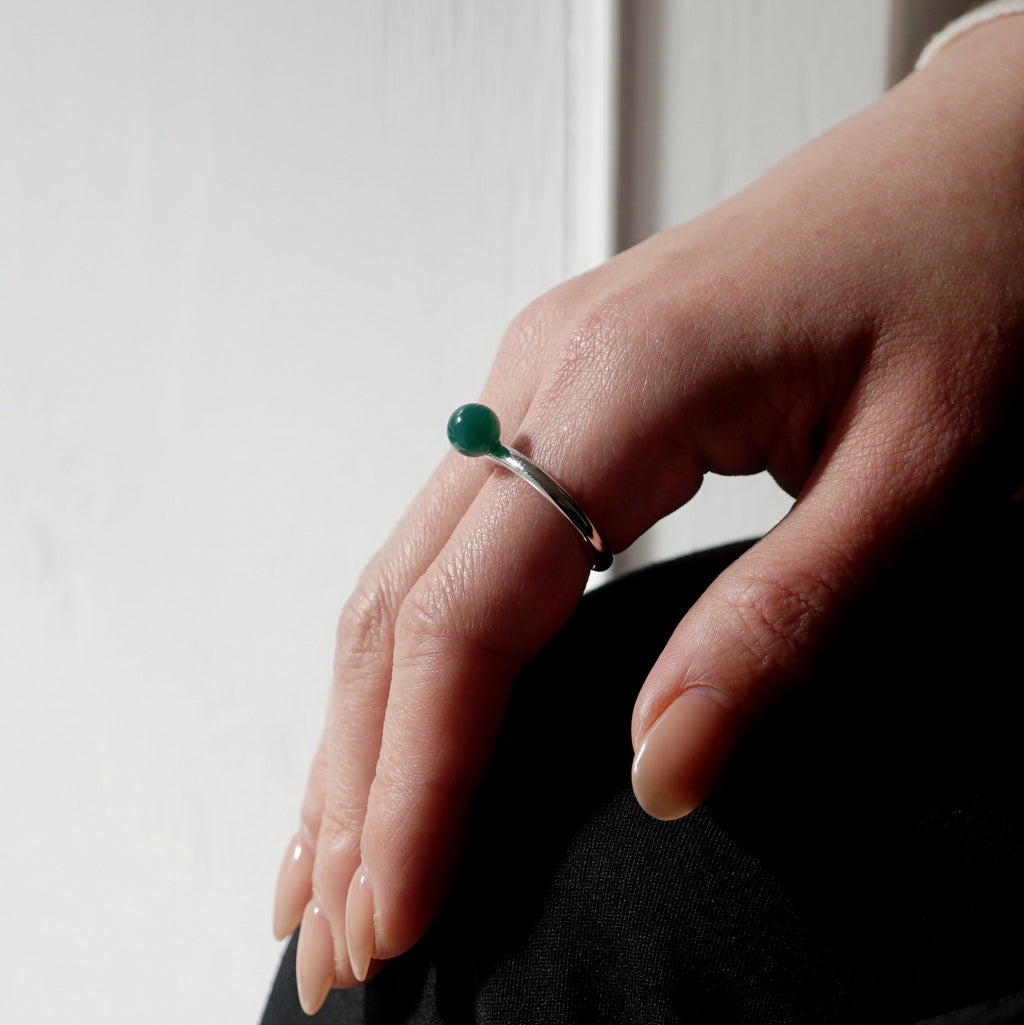 [Limited time only] hatsuyume / [custom-order 】ring SV bold Green Agate (r-sv-bld-grg-r)