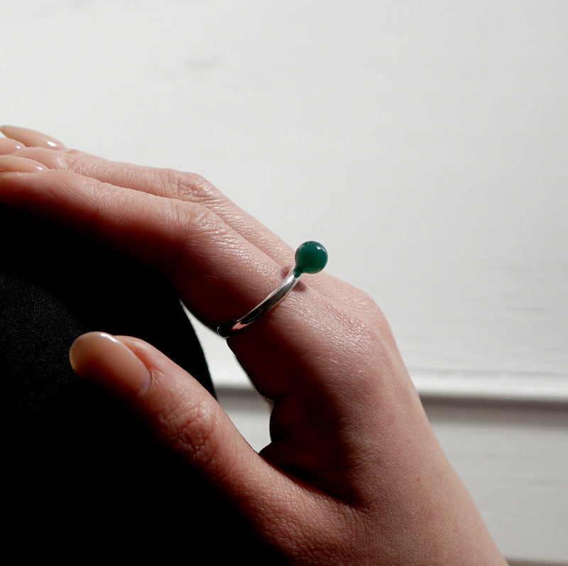 [Limited time only] hatsuyume / [custom-order 】ring SV bold Green Agate (r-sv-bld-grg-r)