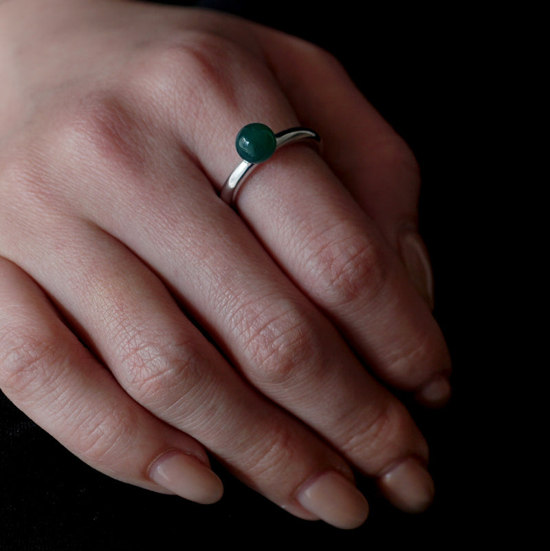 [Limited time only] hatsuyume / [custom-order 】ring SV bold Green Agate (r-sv-bld-grg-r)