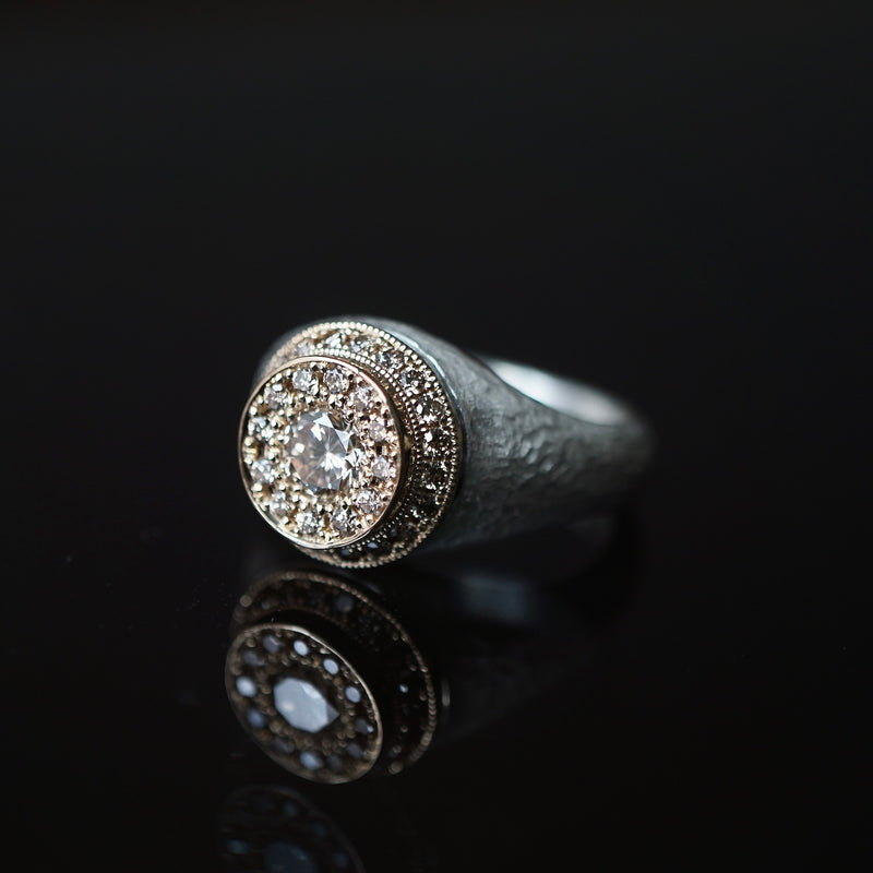 GERMEDEUR / Knight of the Round Pinky Ring Brown Diamond K18YG×SV #4