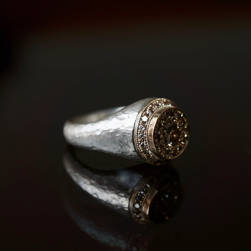 GERMEDEUR / Knight of the Round Pinky Ring Brown Diamond K18YG×SV #4