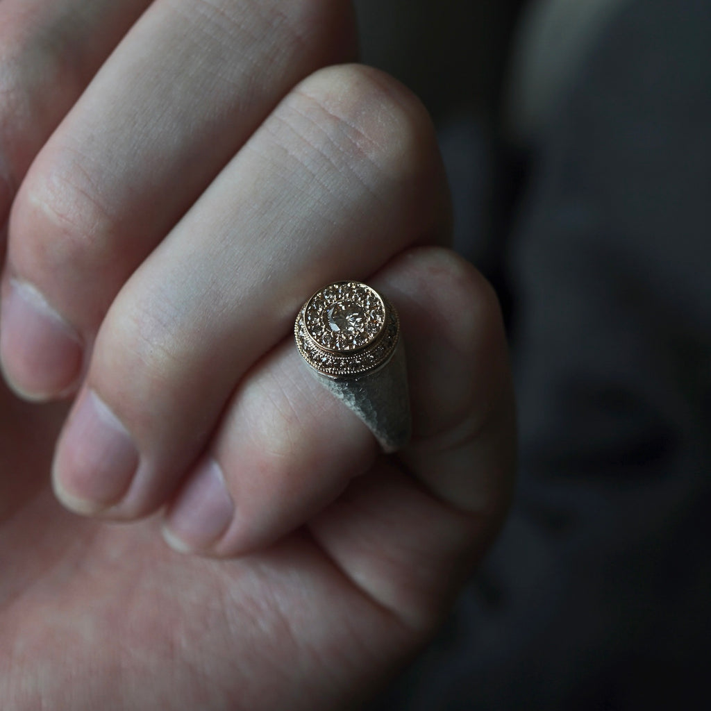 GERMEDEUR / Knight of the Round Pinky Ring Brown Diamond K18YG×SV #4