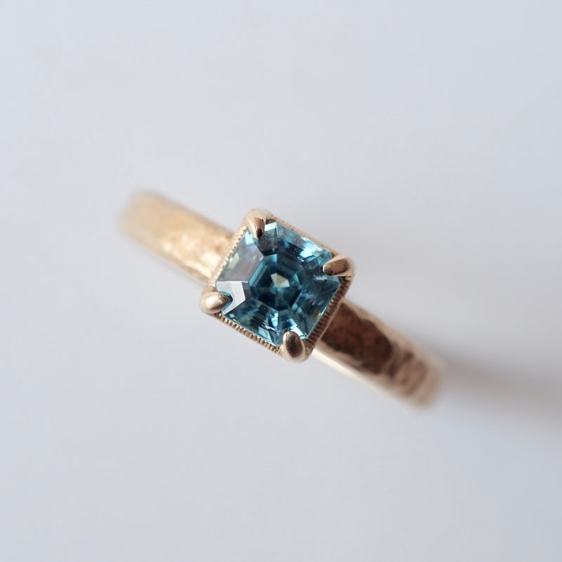 GERMEDEUR / Asscher Cut Blue Zircon Ring