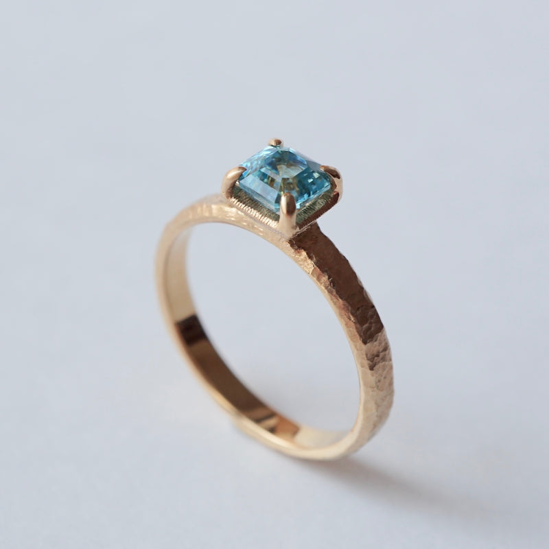 GERMEDEUR / Asscher Cut Blue Zircon Ring