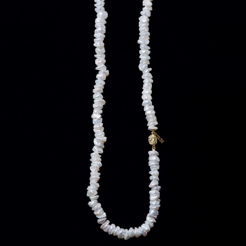 [-1/26 limited] Boron / Freshwater Pearl K18 Necklace 23N-04