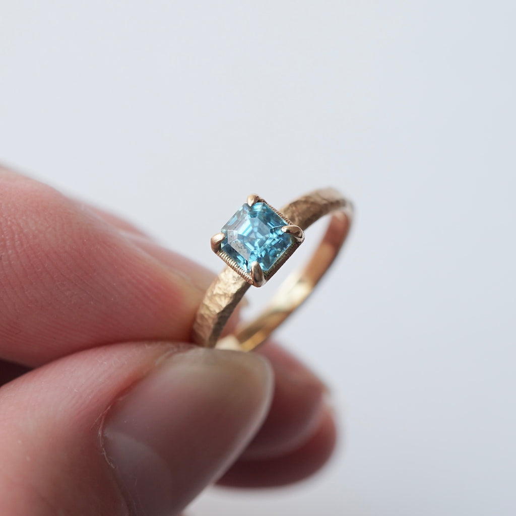 GERMEDEUR / Asscher Cut Blue Zircon Ring