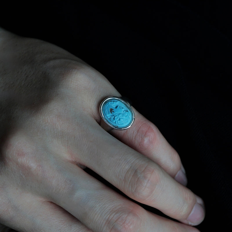 HIYU HAMASAKI / Turquoise Cameo Ring #10