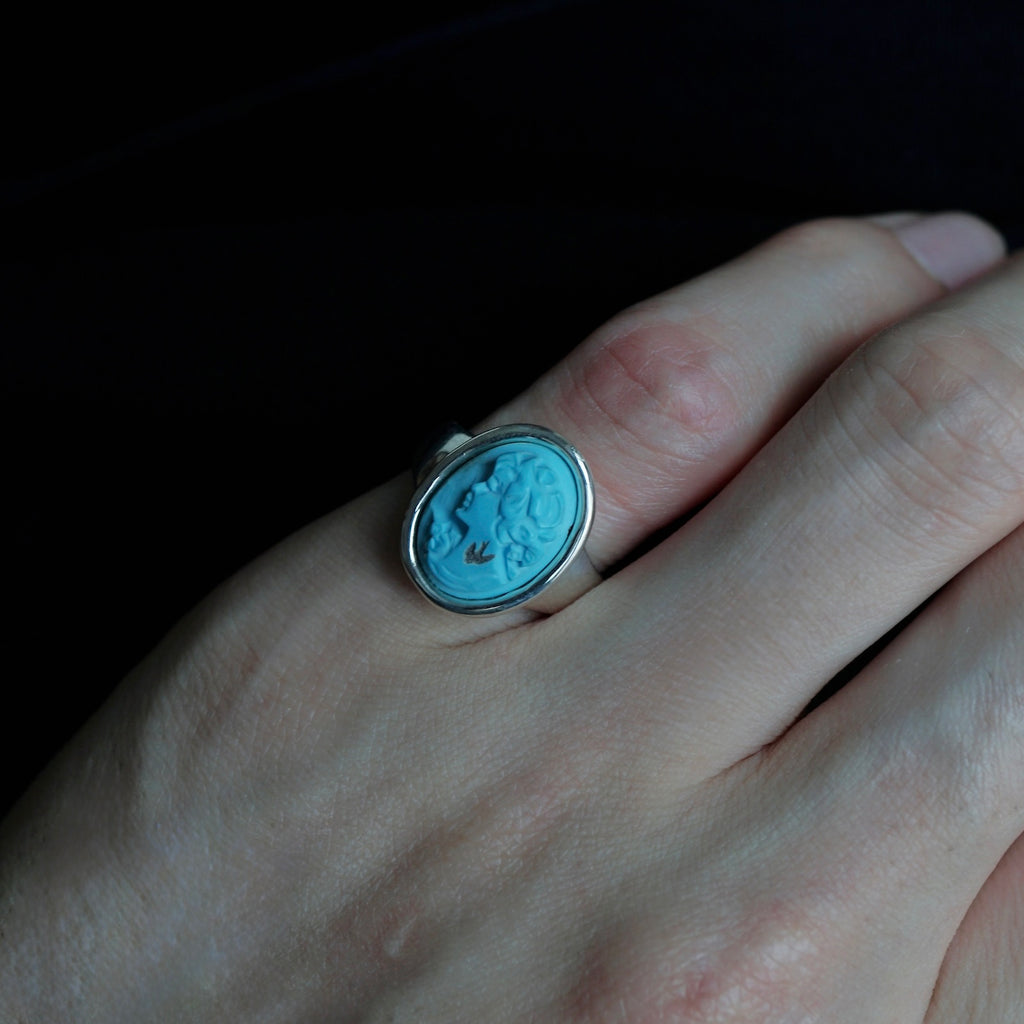 HIYU HAMASAKI / Turquoise Cameo Ring #10