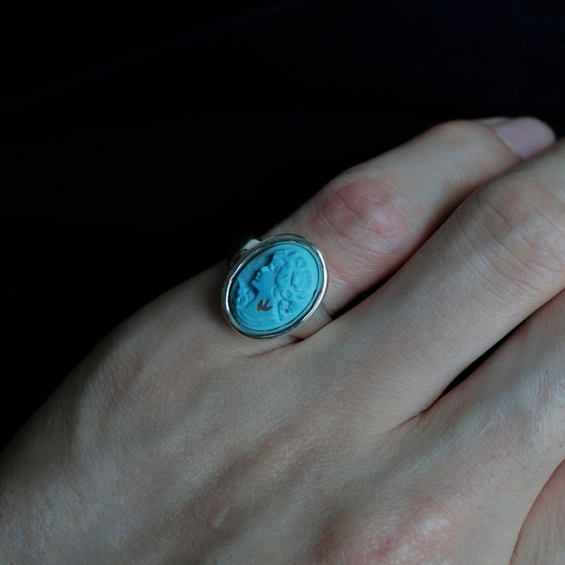 HIYU HAMASAKI / Turquoise Cameo Ring #10