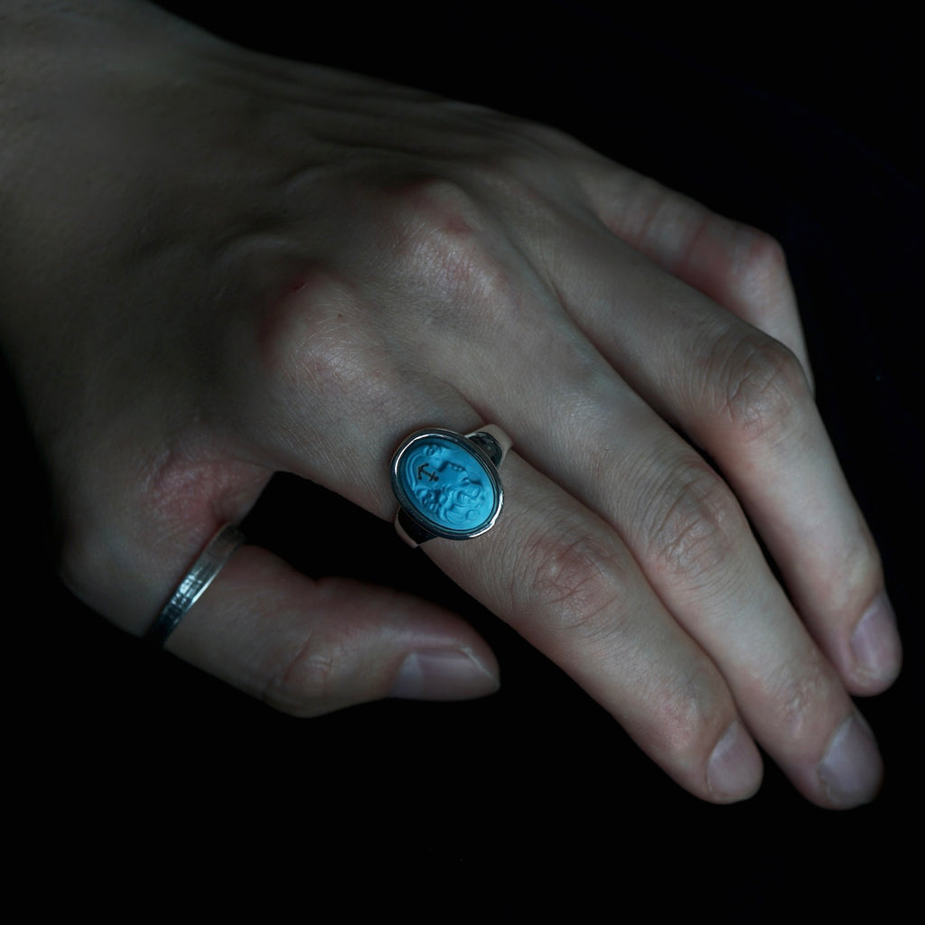 HIYU HAMASAKI / Turquoise Cameo Ring #16