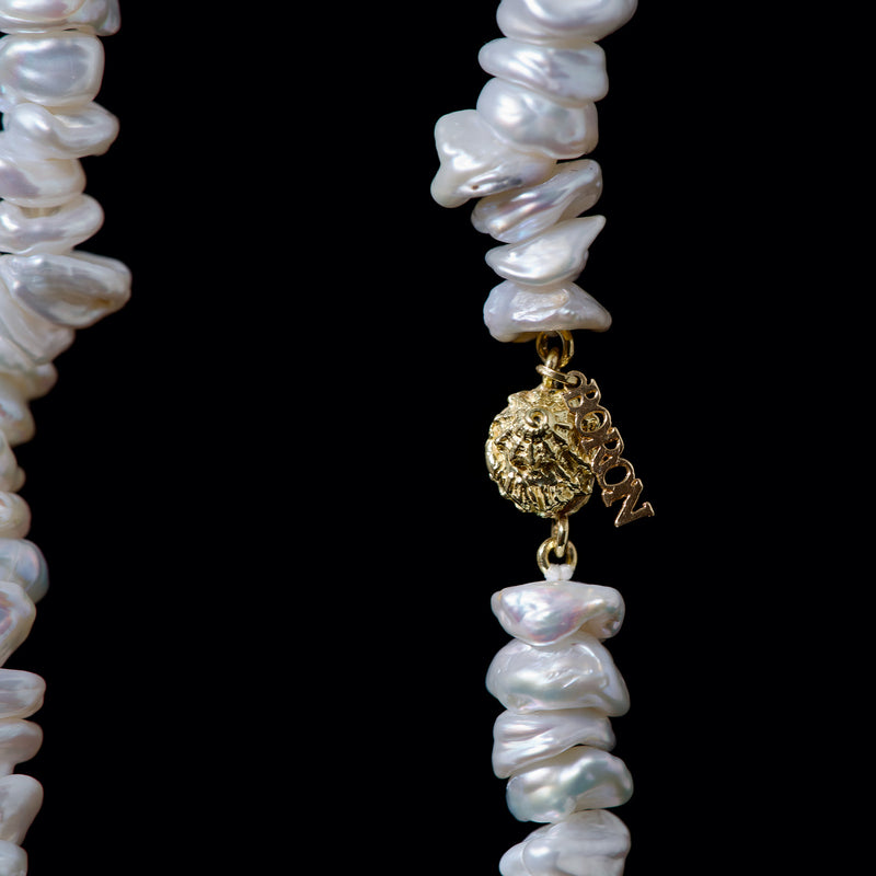 [-1/26 limited] Boron / Freshwater Pearl K18 Necklace 23N-04