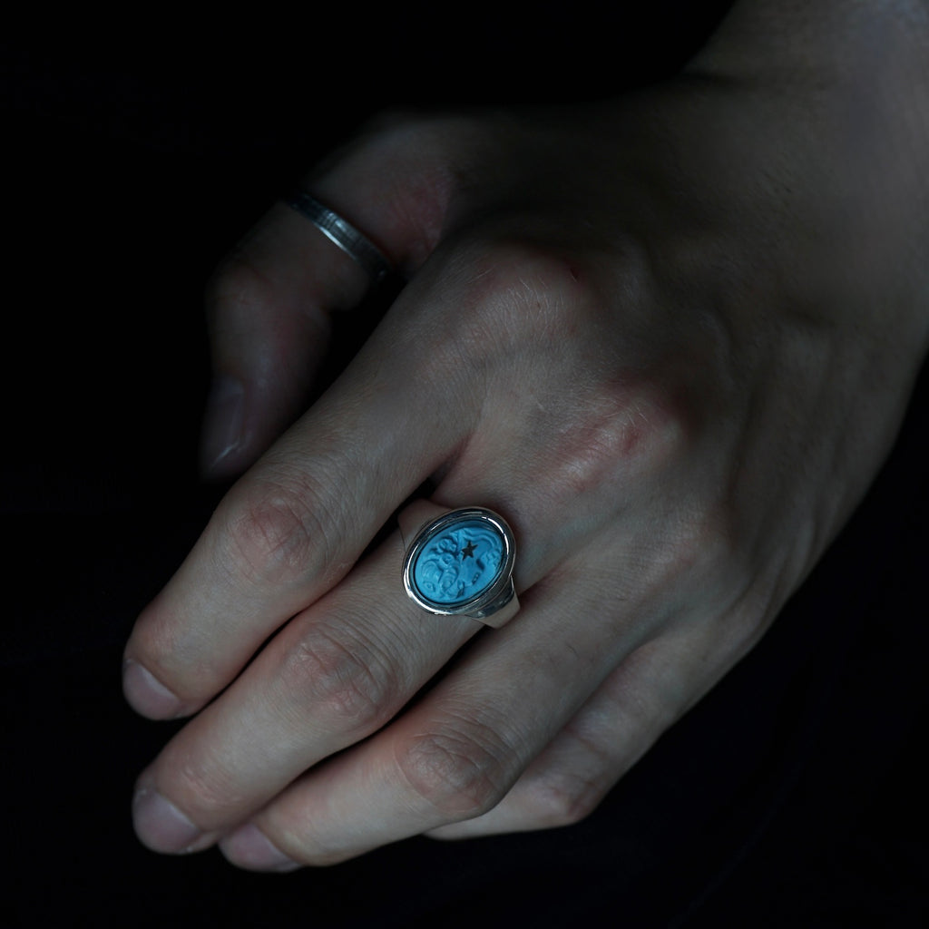 HIYU HAMASAKI / Turquoise Cameo Ring #17