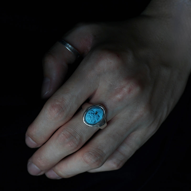 HIYU HAMASAKI / Turquoise Cameo Ring #17