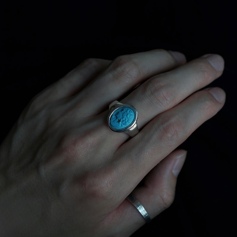 HIYU HAMASAKI / Turquoise Cameo Ring #17