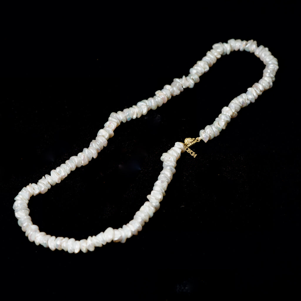 [-1/26 limited] Boron / Freshwater Pearl K18 Necklace 23N-04