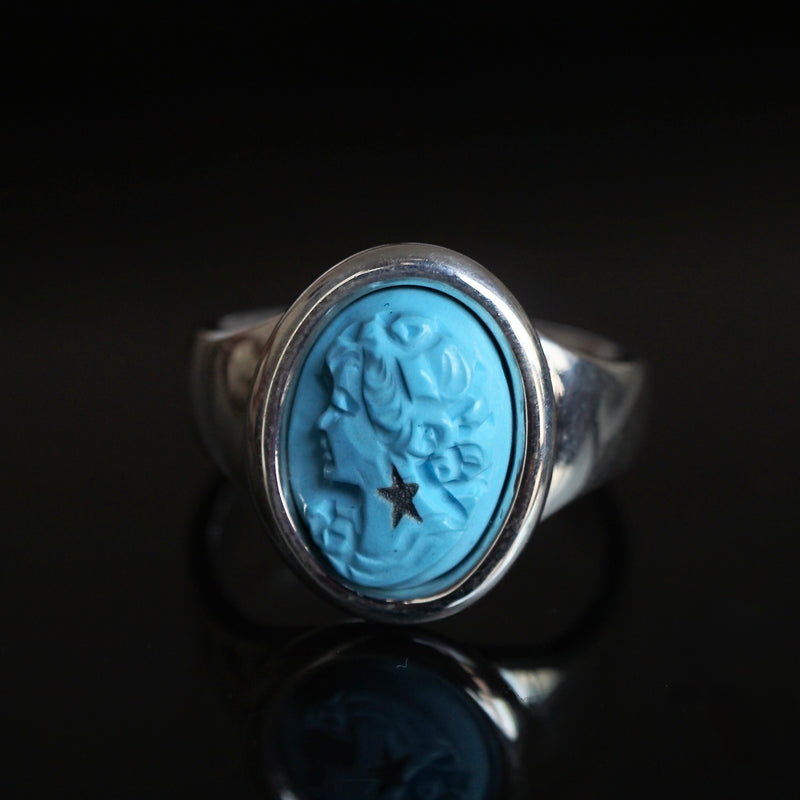 HIYU HAMASAKI / Turquoise Cameo Ring #17