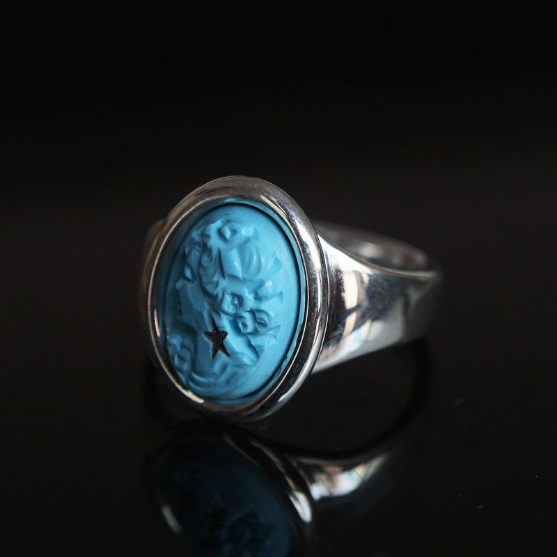 HIYU HAMASAKI / Turquoise Cameo Ring #17
