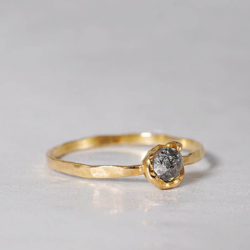 【-1/26限定】boron / Salt and Pepper Diamond K18 Ring 24R-07