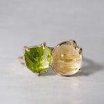 【-1/26限定】boron / Rutile in Quartz, Peridot  K10 Ring 24R-18