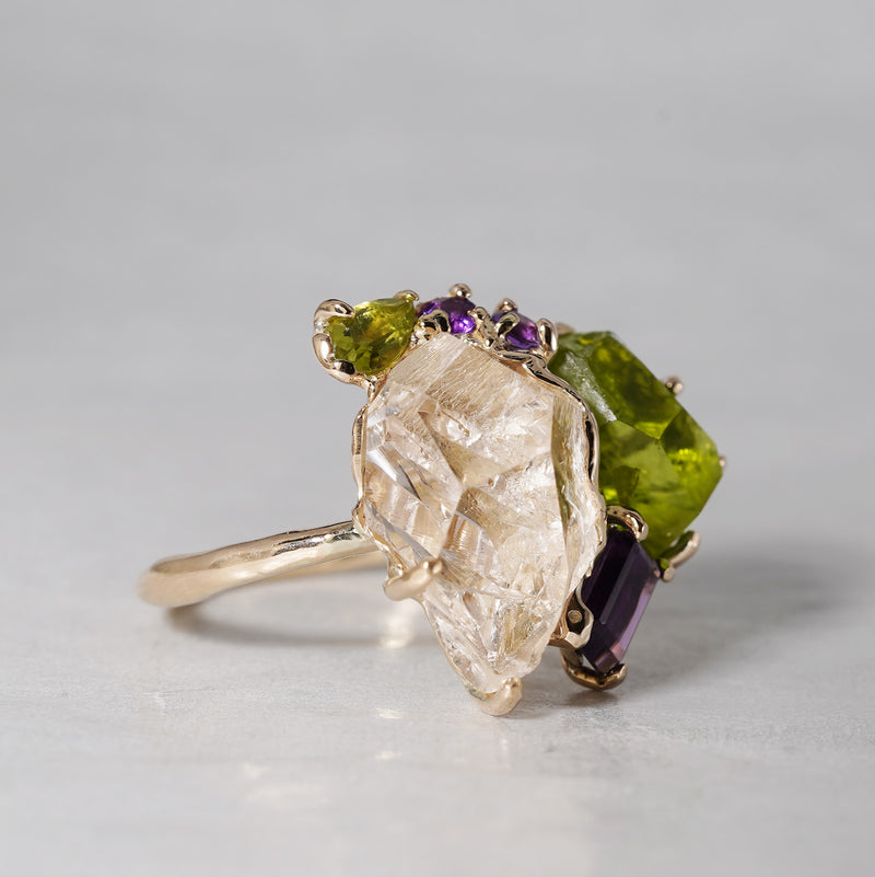 【-1/26限定】boron / Topaz, Peridot, Amethyst, K10 Ring 24R-19