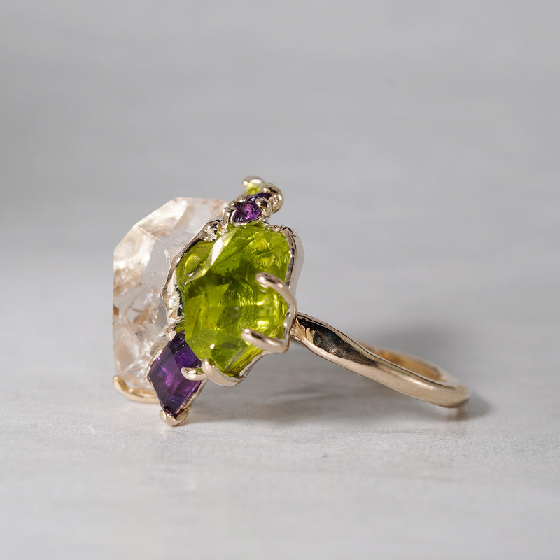 【-1/26限定】boron / Topaz, Peridot, Amethyst, K10 Ring 24R-19