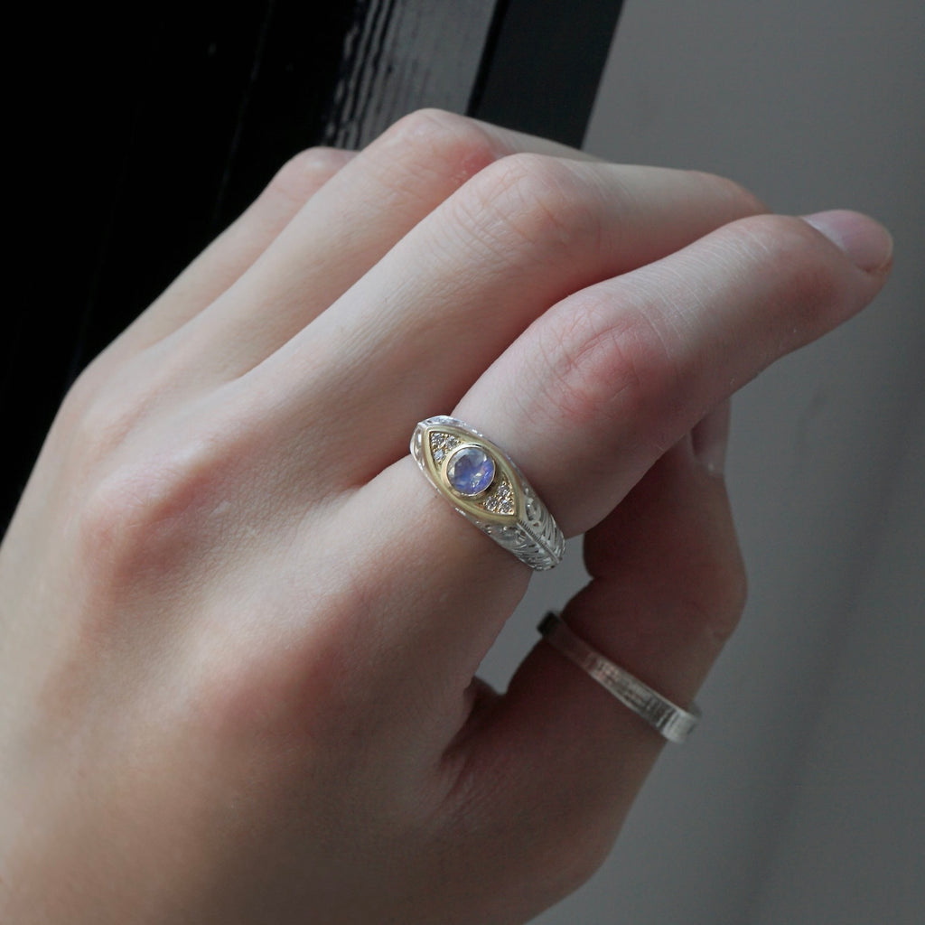 Kagann / Evil eye Signet Ring ブルームーンストーン #13