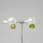 [-1/26 limited] Boron / Peridot, Baroque Pearl Pierce 23P10-05