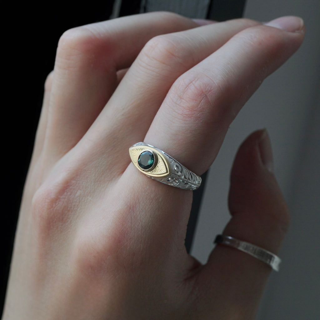 Kagann / Evil eye Signet Ring トルマリン #13