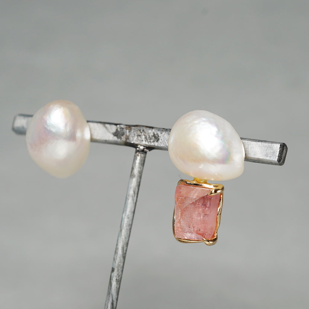 [-1/26 limited] Boron / Tourmaline, Baroque Pearl Pierce 24p-24