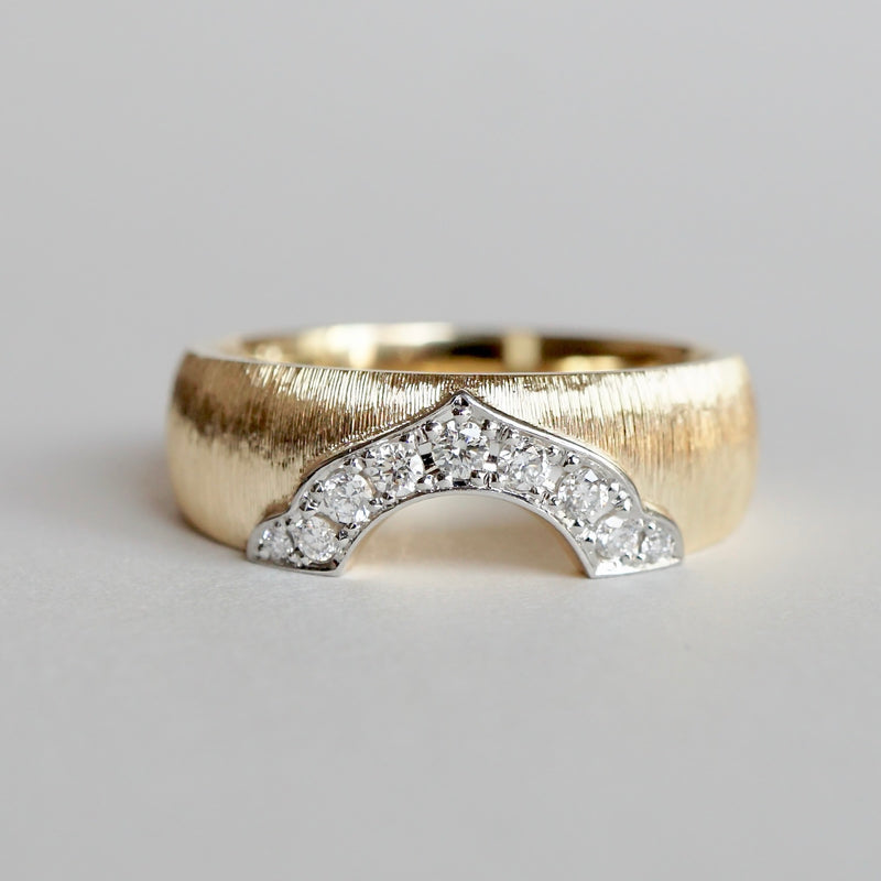 Kagann / Moroccan band ring K18WG×K18YG（筋彫り）