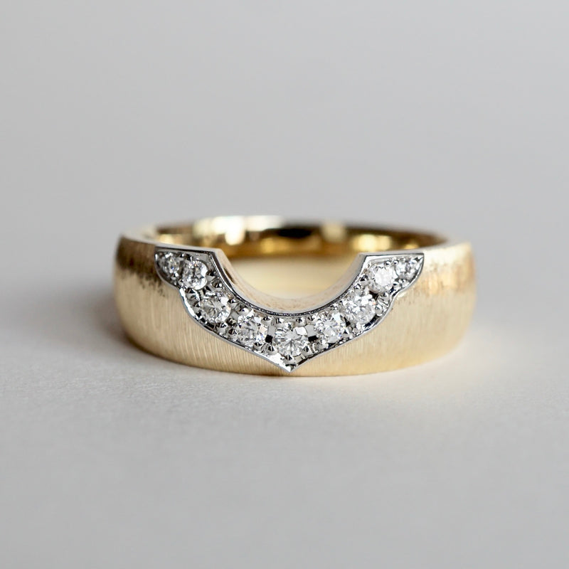 Kagann / Moroccan band ring K18WG×K18YG（筋彫り）