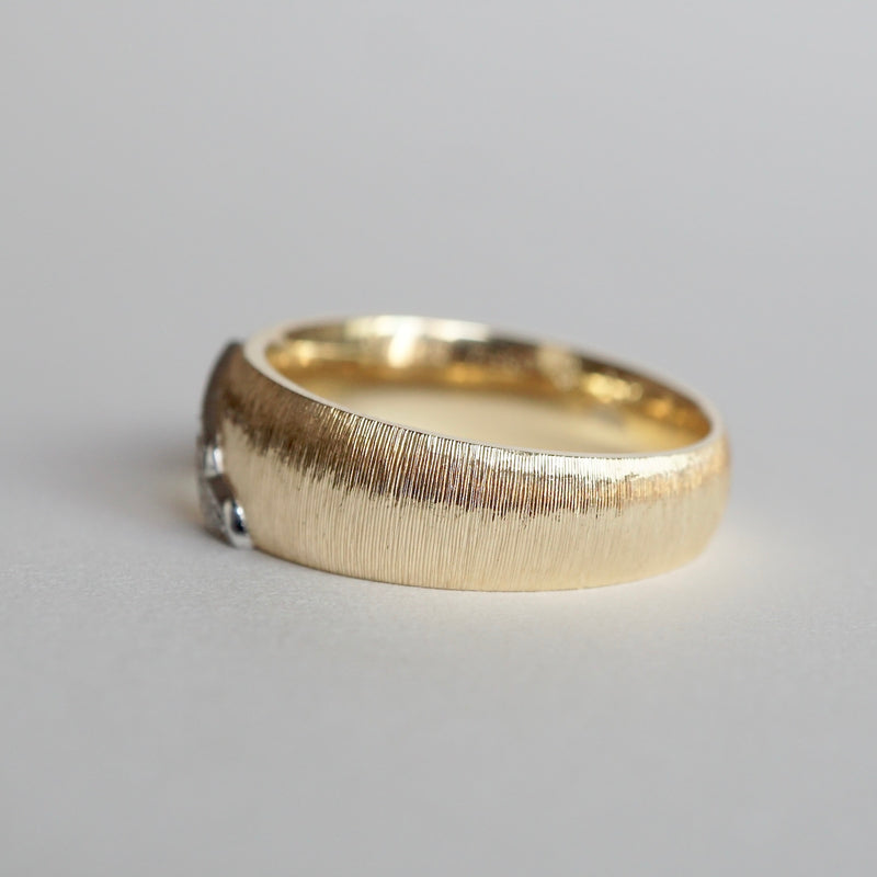 Kagann / Moroccan band ring K18WG×K18YG（筋彫り）