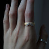 Kagann / Moroccan band ring K18WG×K18YG（筋彫り）